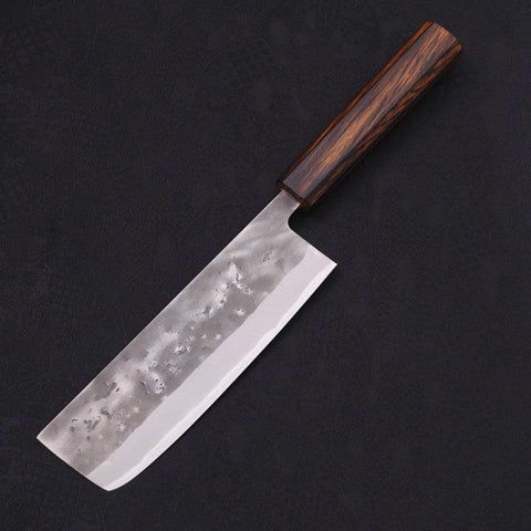Nakiri Blue Steel #2 Nashiji Sumi Urushi Handle 165mm (6.5”)-[Musashi]-[Japanese-Kitchen-Knives]