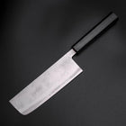 Nakiri Blue Steel #2 Stainless Clad Nashiji Dark Blue Urushi Handle 165mm (6.5”)-[Musashi]-[Japanese-Kitchen-Knives]