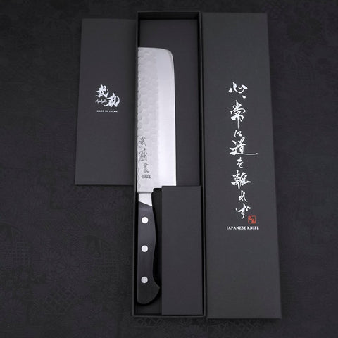 Nakiri Blue Steel #2 Tsuchime Stainless Clad Western Handle 165mm (6.5”)-[Musashi]-[Japanese-Kitchen-Knives]