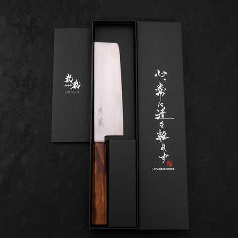 Nakiri Blue Super Polished Sumi Urushi Handle 165mm (6.5”)-[Musashi]-[Japanese-Kitchen-Knives]