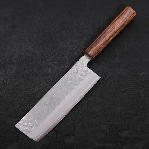 Nakiri Chromax Mirror Tsuchime Sumi Urushi Handle 165mm (6.5”)-[Musashi]-[Japanese-Kitchen-Knives]