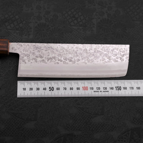 Nakiri Chromax Mirror Tsuchime Sumi Urushi Handle 165mm (6.5”)-[Musashi]-[Japanese-Kitchen-Knives]