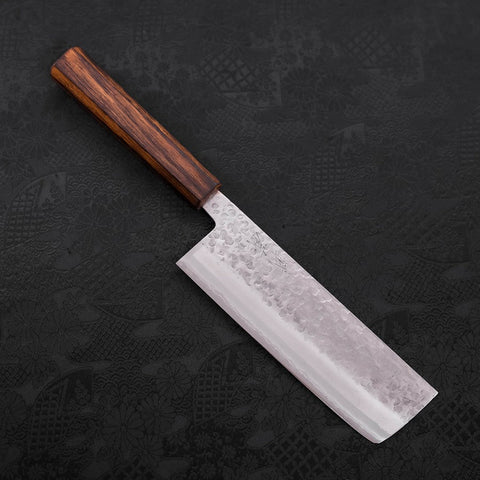 Nakiri Chromax Mirror Tsuchime Sumi Urushi Handle 165mm (6.5”)-[Musashi]-[Japanese-Kitchen-Knives]
