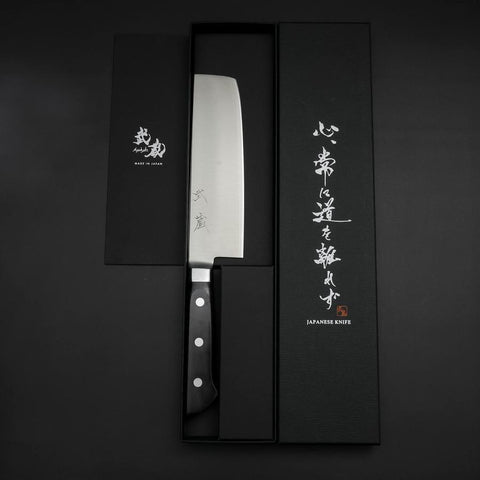 Nakiri Molybdenum Polished Western Black Handle 160mm (6.3”)-[Musashi]-[Japanese-Kitchen-Knives]