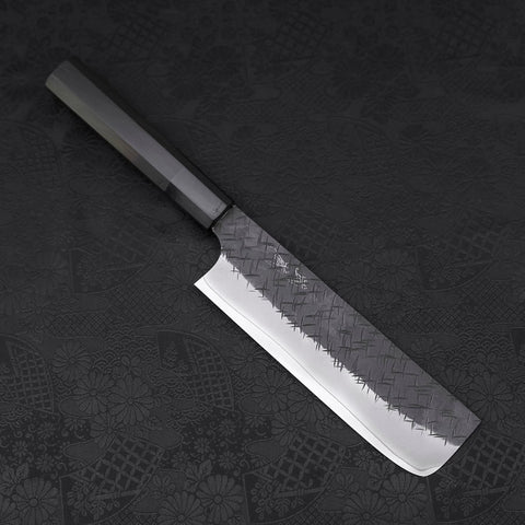 Nakiri SG-2 Kurouchi Tsuchime Buffalo Ebony Handle 170mm (6.7”)-[Musashi]-[Japanese-Kitchen-Knives]