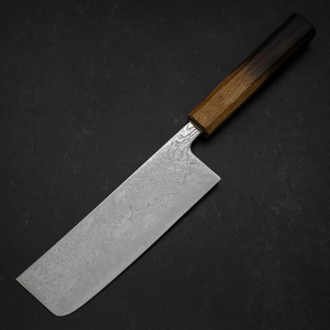 Nakiri SLD Wave Nickel Damascus Yaki Urushi Handle 165mm (6.5”)-[Musashi]-[Japanese-Kitchen-Knives]