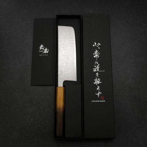 Nakiri SLD Wave Nickel Damascus Yaki Urushi Handle 165mm (6.5”)-[Musashi]-[Japanese-Kitchen-Knives]