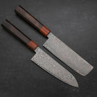 Nakiri & Santoku VG-10 Damascus Shitan Ebony Handle Sakura Set-[Musashi]-[Japanese-Kitchen-Knives]