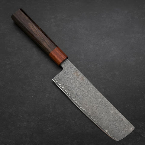 Nakiri & Santoku VG-10 Damascus Shitan Ebony Handle Sakura Set-[Musashi]-[Japanese-Kitchen-Knives]