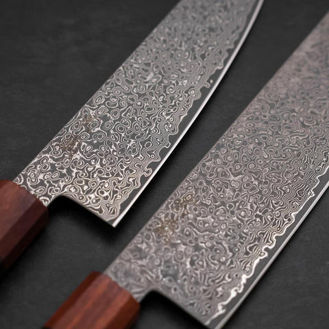 Nakiri & Santoku VG-10 Damascus Shitan Ebony Handle Sakura Set-[Musashi]-[Japanese-Kitchen-Knives]