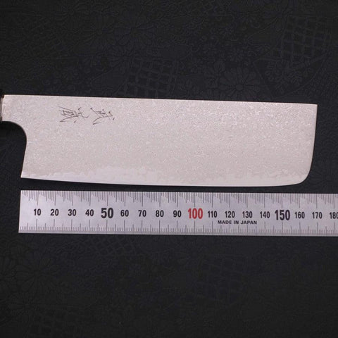 Nakiri Silver Steel #3 Damascus Buffalo Ebony Handle 165mm (6.5”)-[Musashi]-[Japanese-Kitchen-Knives]