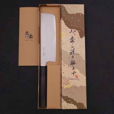 Nakiri Silver Steel #3 Damascus Buffalo Ebony Handle 165mm (6.5”)-[Musashi]-[Japanese-Kitchen-Knives]