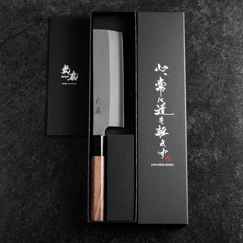 Nakiri Silver Steel #3 Kasumi Buffalo Walnut Handle 165mm (6.5”)-[Musashi]-[Japanese-Kitchen-Knives]