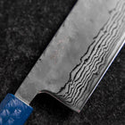 Nakiri Silver Steel #3 Nashiji Mirror Damascus Blue Urushi Handle 165mm (6.5”)-[Musashi]-[Japanese-Kitchen-Knives]