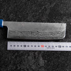 Nakiri Silver Steel #3 Nashiji Mirror Damascus Blue Urushi Handle 165mm (6.5”)-[Musashi]-[Japanese-Kitchen-Knives]