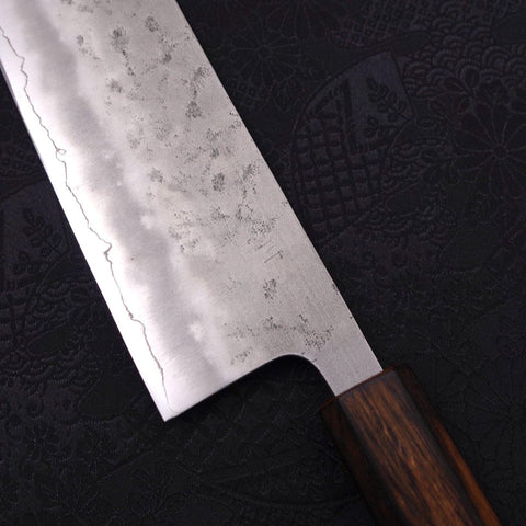 Nakiri Silver Steel #3 Nashiji Sumi Urushi Handle 165mm (6.5”)-[Musashi]-[Japanese-Kitchen-Knives]