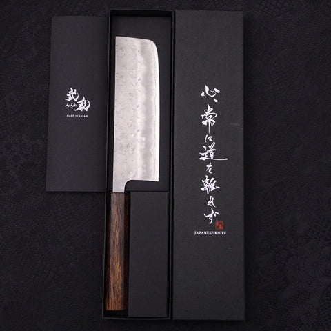 Nakiri Silver Steel #3 Nashiji Sumi Urushi Handle 165mm (6.5”)-[Musashi]-[Japanese-Kitchen-Knives]