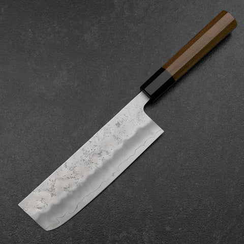 Nakiri Silver Steel #3 Nashiji Washi Buffalo Bubinga Handle 165mm (6.5”)-[Musashi]-[Japanese-Kitchen-Knives]