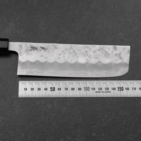 Nakiri Silver Steel #3 Nashiji Washi Buffalo Bubinga Handle 165mm (6.5”)-[Musashi]-[Japanese-Kitchen-Knives]