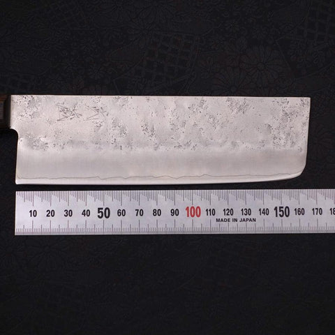 Nakiri Silver Steel #3 Nashiji Western Brown Handle 165mm (6.5”)-[Musashi]-[Japanese-Kitchen-Knives]