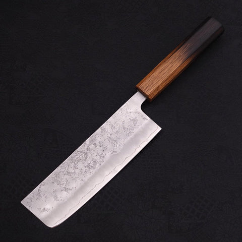 Nakiri Silver Steel #3 Nashiji Yaki Urushi Handle 165mm (6.5”)-[Musashi]-[Japanese-Kitchen-Knives]