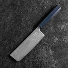 Nakiri Silver Steel #3 Nawame Damascus Dark Blue Urushi Handle 165mm (6.5”)-[Musashi]-[Japanese-Kitchen-Knives]