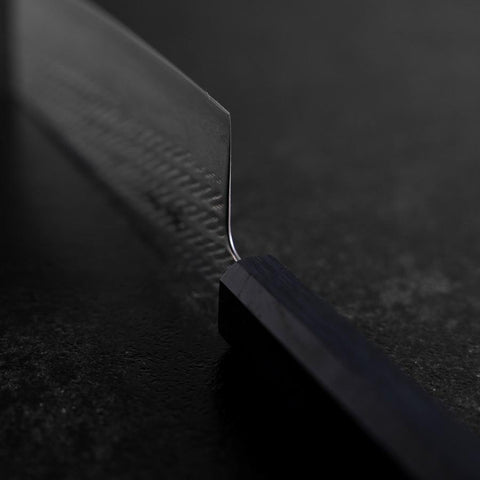 Nakiri Silver Steel #3 Nawame Damascus Dark Blue Urushi Handle 165mm (6.5”)-[Musashi]-[Japanese-Kitchen-Knives]