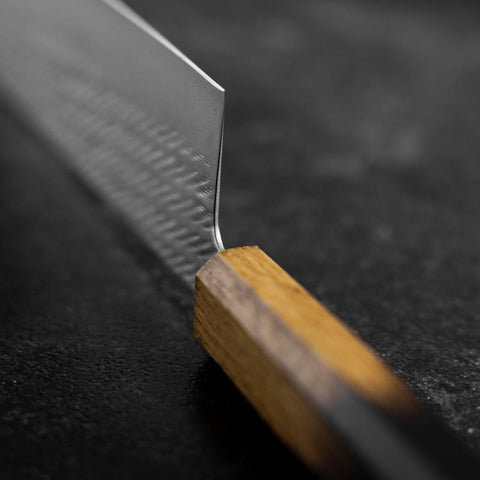 Nakiri Silver Steel #3 Nawame Damascus YakiUrushi Handle 165mm (6.5”)-[Musashi]-[Japanese-Kitchen-Knives]