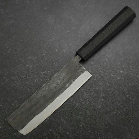 Nakiri Stainless Clad Blue Steel #2 Kurouchi Rubber Handle 165mm (6.5”)-[Musashi]-[Japanese-Kitchen-Knives]