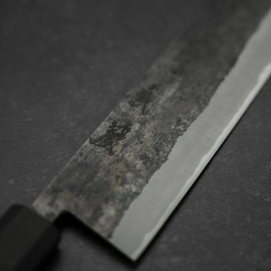 Nakiri Stainless Clad Blue Steel #2 Kurouchi Rubber Handle 165mm (6.5”)-[Musashi]-[Japanese-Kitchen-Knives]