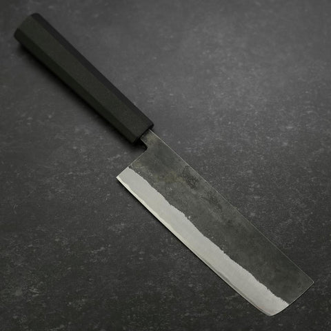 Nakiri Stainless Clad Blue Steel #2 Kurouchi Rubber Handle 165mm (6.5”)-[Musashi]-[Japanese-Kitchen-Knives]