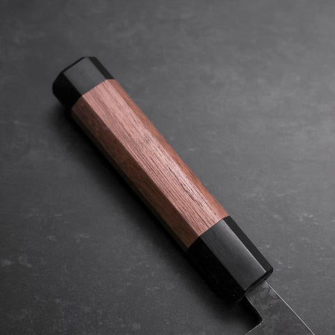 Nakiri Stainless Clad Blue Steel #2 Kurouchi Walnut Handle 165mm (6.5”)-[Musashi]-[Japanese-Kitchen-Knives]