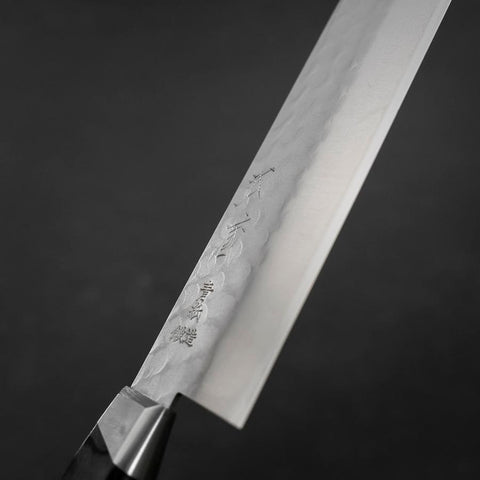 Nakiri Stainless Clad Blue Steel #2 Tsuchime Western Black Handle 170mm (6.7”)-[Musashi]-[Japanese-Kitchen-Knives]