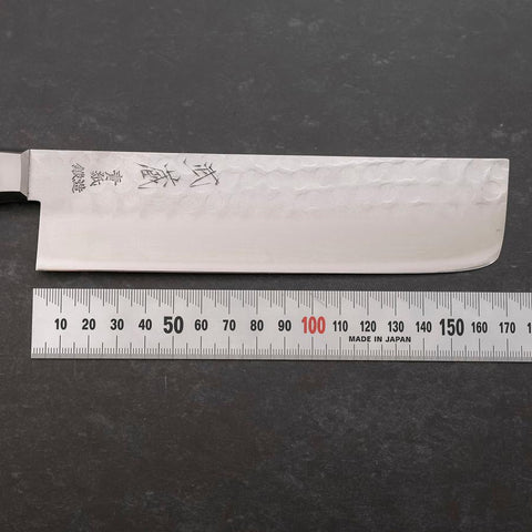 Nakiri Stainless Clad Blue Steel #2 Tsuchime Western Black Handle 170mm (6.7”)-[Musashi]-[Japanese-Kitchen-Knives]