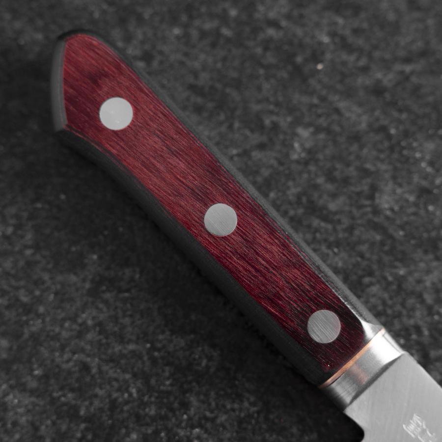 Nakiri Stainless Clad Blue Super Polished Western Black Red Handle 160mm (6.3”)-[Musashi]-[Japanese-Kitchen-Knives]