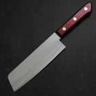 Nakiri Stainless Clad Blue Super Polished Western Black Red Handle 160mm (Tsuba-nashi) (6.3”)-[Musashi]-[Japanese-Kitchen-Knives]