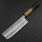 Nakiri Stainless Clad White Steel #2 Tsuchime Yaki Urushi Handle 165mm (6.5”)-[Musashi]-[Japanese-Kitchen-Knives]