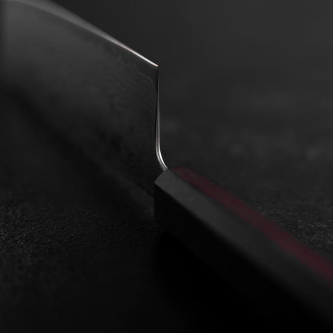 Nakiri Sweden Stainless Steel Nashiji Washi Damascus Purple Urushi Handle 165mm (6.5”)-[Musashi]-[Japanese-Kitchen-Knives]