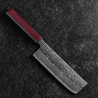 Nakiri Sweden Stainless Steel Nashiji Washi Damascus Purple Urushi Handle 165mm (6.5”)-[Musashi]-[Japanese-Kitchen-Knives]