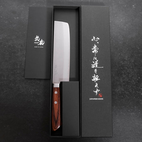 Nakiri VG-1 Nashiji Western Mahogany Handle 165mm (6.5”)-[Musashi]-[Japanese-Kitchen-Knives]