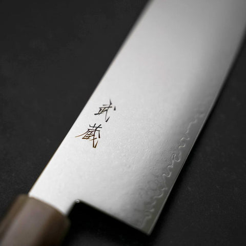 Nakiri VG-10 Damascus Buffalo Dark Pink Maple Handle 170mm (6.7”)-[Musashi]-[Japanese-Kitchen-Knives]