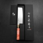 Nakiri VG-10 Damascus Buffalo Dark Pink Maple Handle 170mm (6.7”)-[Musashi]-[Japanese-Kitchen-Knives]