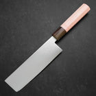 Nakiri VG-10 Damascus Buffalo Light Pink Maple Handle 170mm (6.7”)-[Musashi]-[Japanese-Kitchen-Knives]