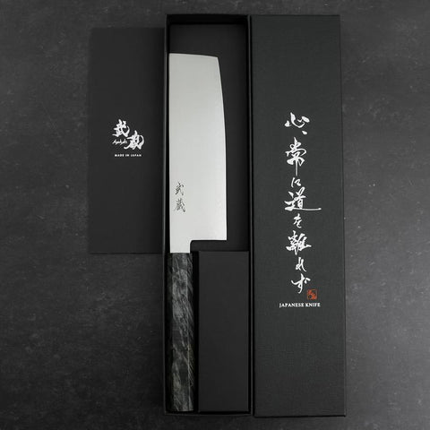 Nakiri VG-10 Damascus Gray Birch Handle 170mm (6.7”)-[Musashi]-[Japanese-Kitchen-Knives]