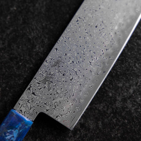 Nakiri VG-10 Damascus Ocean Blue Handle 165mm (6.5”)-[Musashi]-[Japanese-Kitchen-Knives]