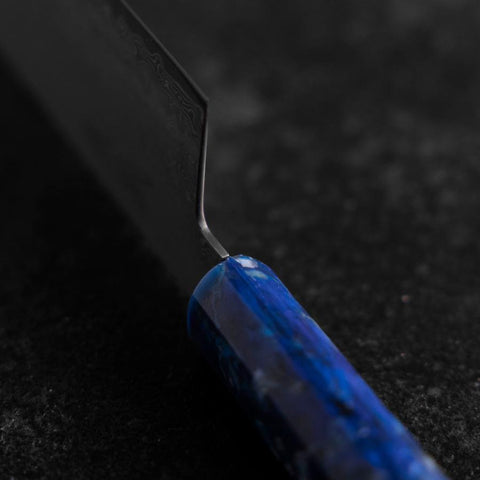Nakiri VG-10 Damascus Ocean Blue Handle 165mm (6.5”)-[Musashi]-[Japanese-Kitchen-Knives]