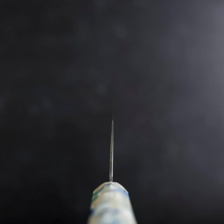 Nakiri VG-10 Damascus Ocean Blue-White Mix Handle 165mm (6.5”)-[Musashi]-[Japanese-Kitchen-Knives]