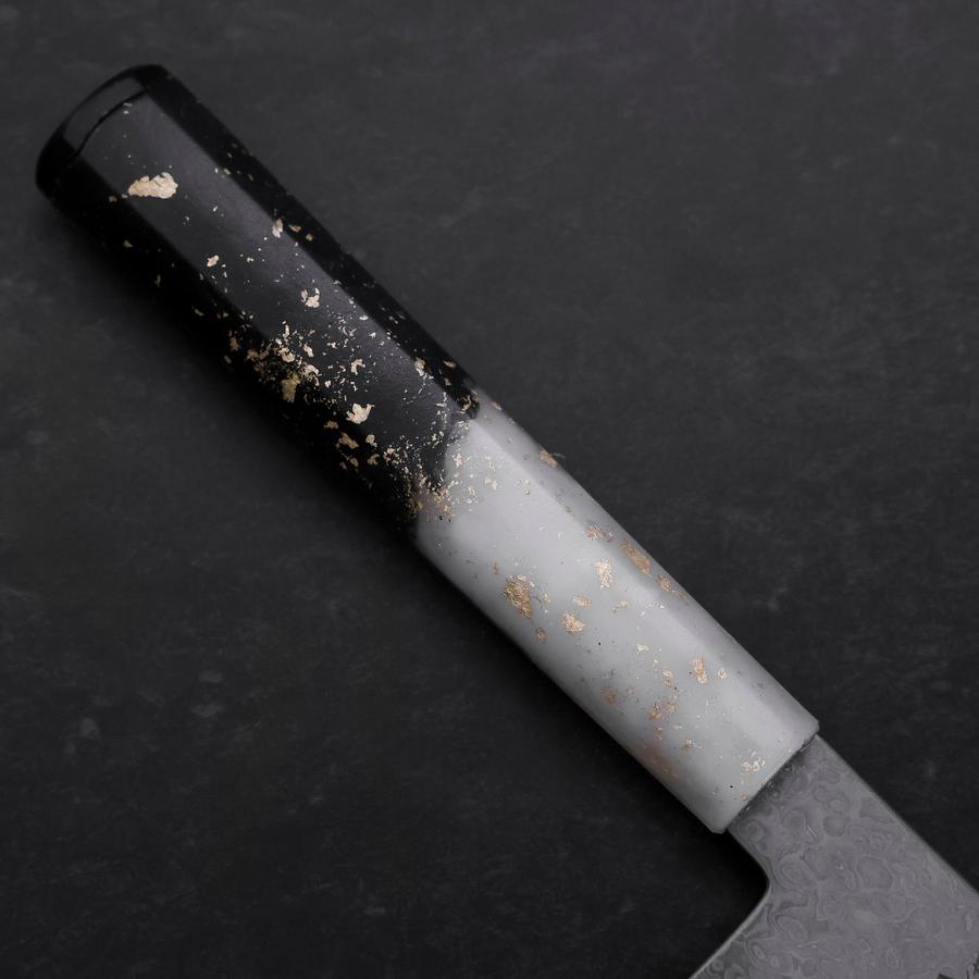 Nakiri VG-10 Damascus Ocean White Black Gold Handle 165mm (6.5”)-[Musashi]-[Japanese-Kitchen-Knives]