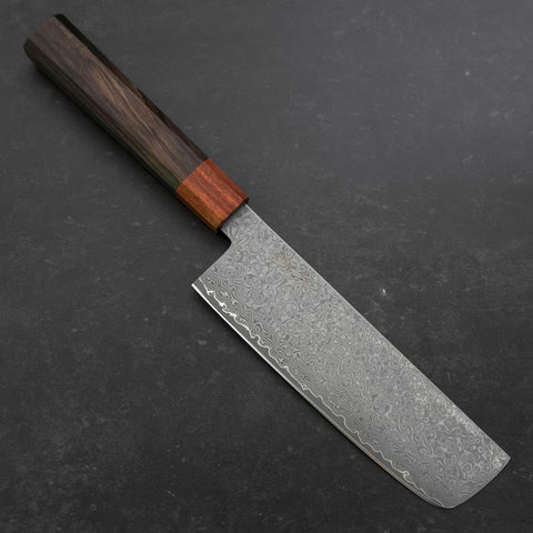 Nakiri VG-10 Damascus Shitan Ebony Handle 165mm (6.5”)-[Musashi]-[Japanese-Kitchen-Knives]