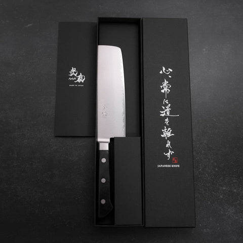 Nakiri VG-10 Damascus Western Cherry Handle 165mm (6.5”)-[Musashi]-[Japanese-Kitchen-Knives]
